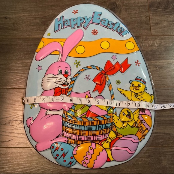 Vintage Easter decor Wall hanging 3D large Bunny rabbit chicks Easter egg - Picture 5 of 6